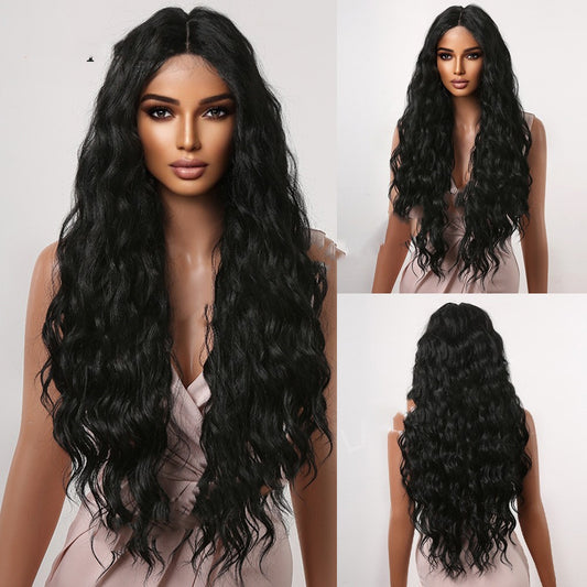 Domestic Silk High Temperature Silk Wig Woman With Long Curly Hair In The Middle