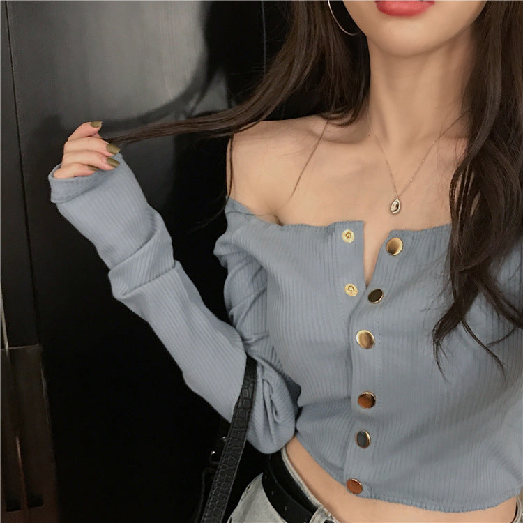 Small Slim High Waist Short Long Sleeve T-shirt