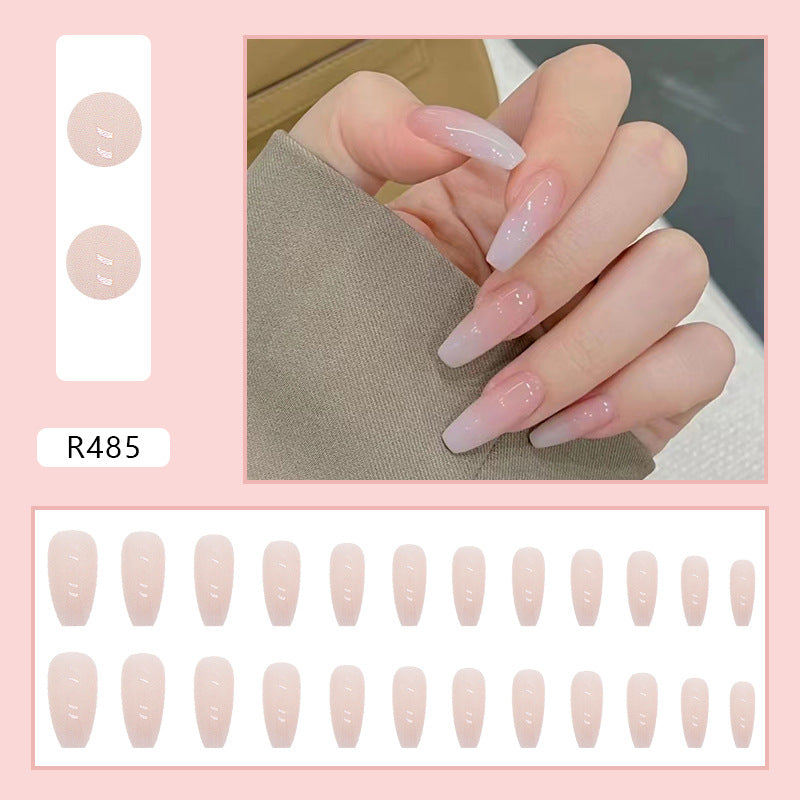 Finished Ballet Pink Simple Gradient Color 24 Pieces Nail Stickers