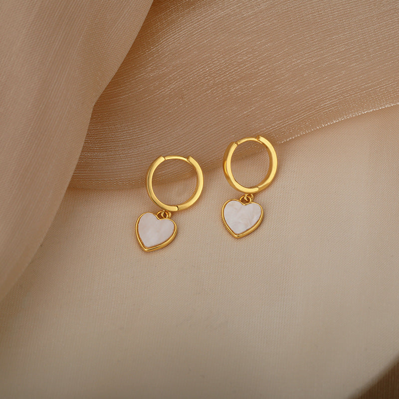 Heart-shaped Ear Clip Round Ring Earrings