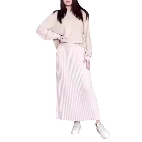 Women's Loose-Fit Knitted Sweater with Two-Piece Overskirt Suit