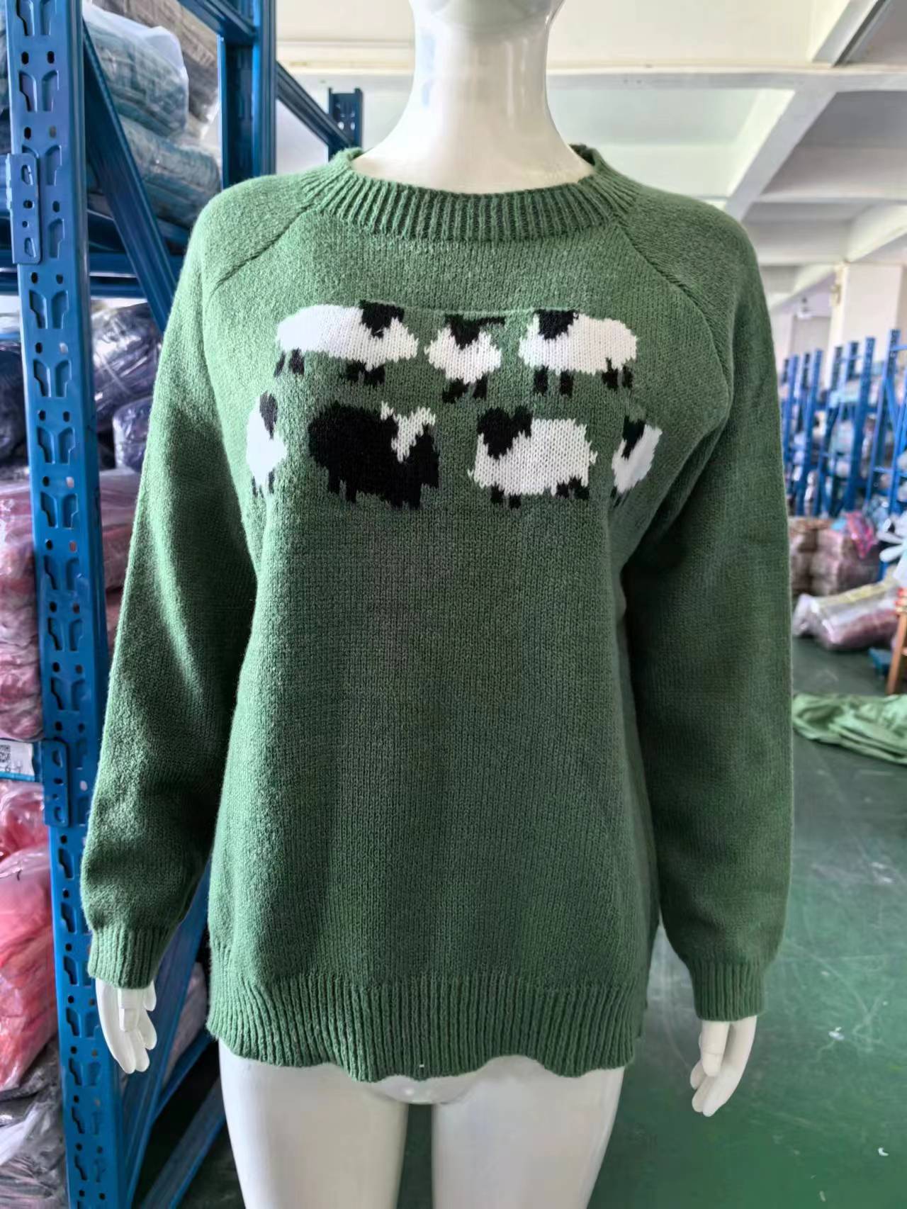 Women's Round Neck Multicolor Sweater
