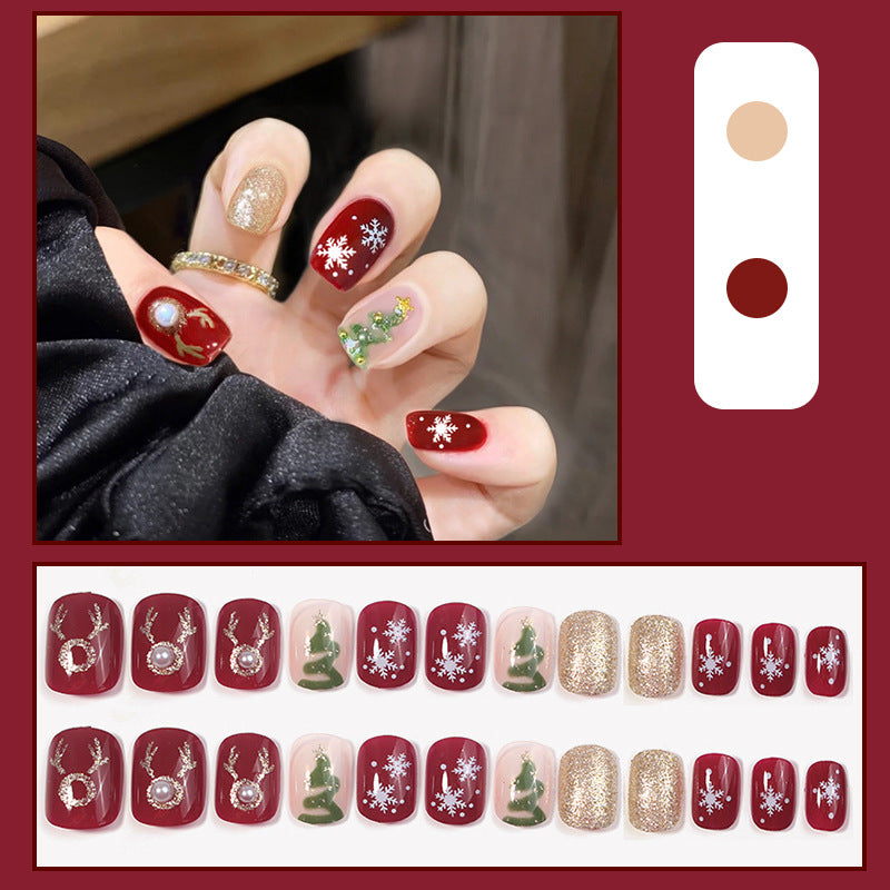 Nail Patch Fake Nail Removable Nail Piece Strawberry Flow Heart Butterfly Wear Finished Short Style