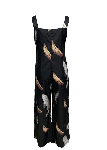 Feather Printed Casual Women's Jumpsuit