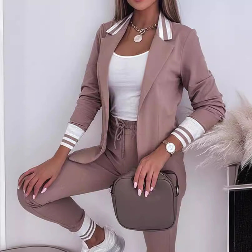 Long-Sleeve Suit Coat with Drawstring Pants, Casual Suit