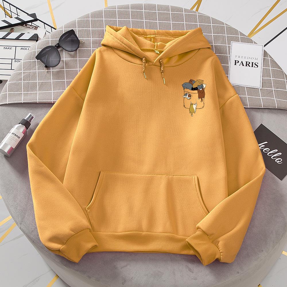 Popular Women's Pocket Cat Fleece Long-sleeved Sweater Hoodie