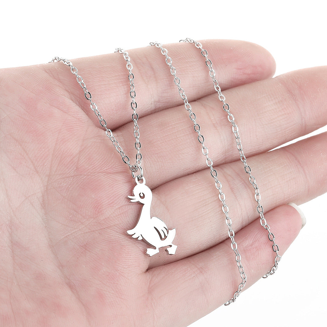 Style Cute Little Duck Simple Stainless Steel Necklace Ornament