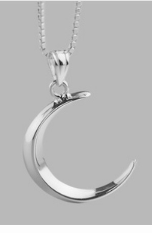 S925 Sterling Silver Sweet Moon Short Glossy Crescent Necklace For Women