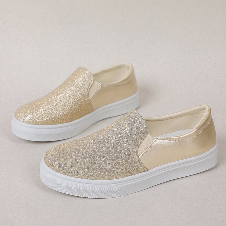 Step Out in Style with Round Toe Sequined Flat Loafers for Women
