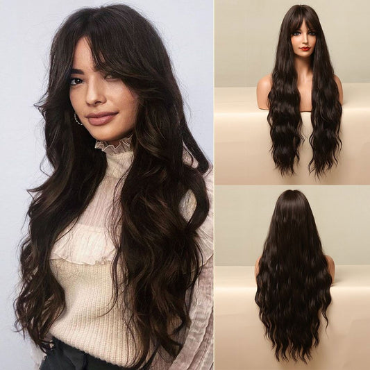 High Temperature Silk Wig With Long Curly Bangs