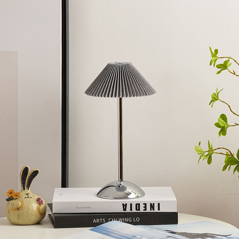 Atmospheric Pleated Bedroom Bedside Lamp with Charging Feature