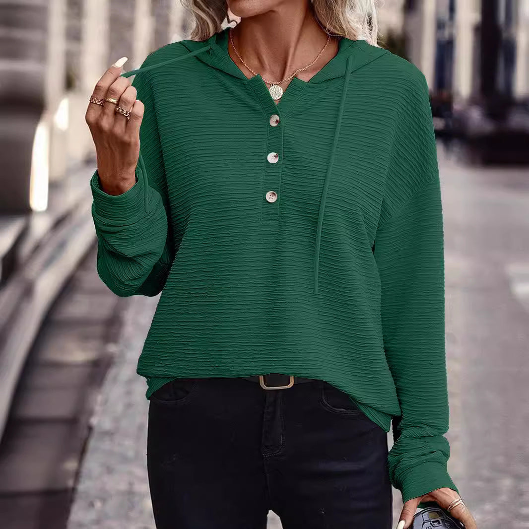 Solid Color Casual Drop-Shoulder Long Sleeve Top