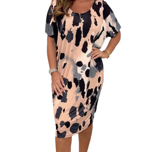 Casual Style Printed Short-Sleeved Dress for Women