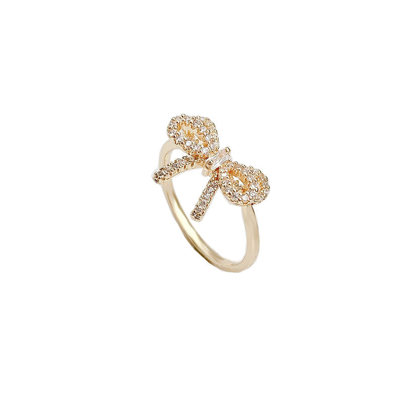 Graceful Personality Full Diamond Bow Ring