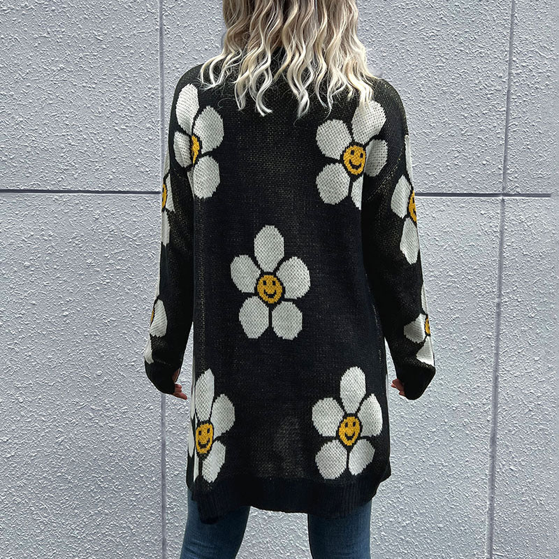 Stylish Floral Long Sleeve Sweater for Women