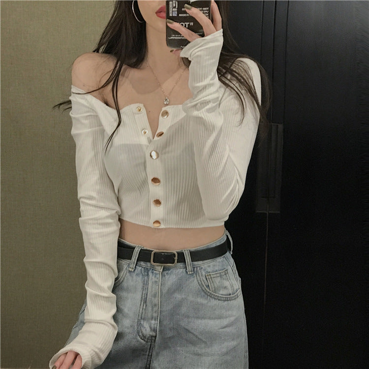 Small Slim High Waist Short Long Sleeve T-shirt