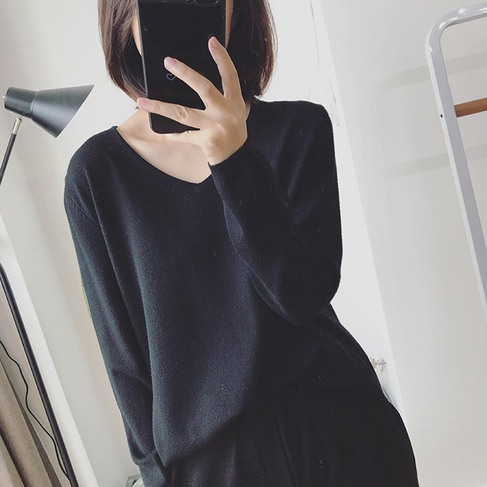 V-Neck Long Sleeve Pullover Sweater