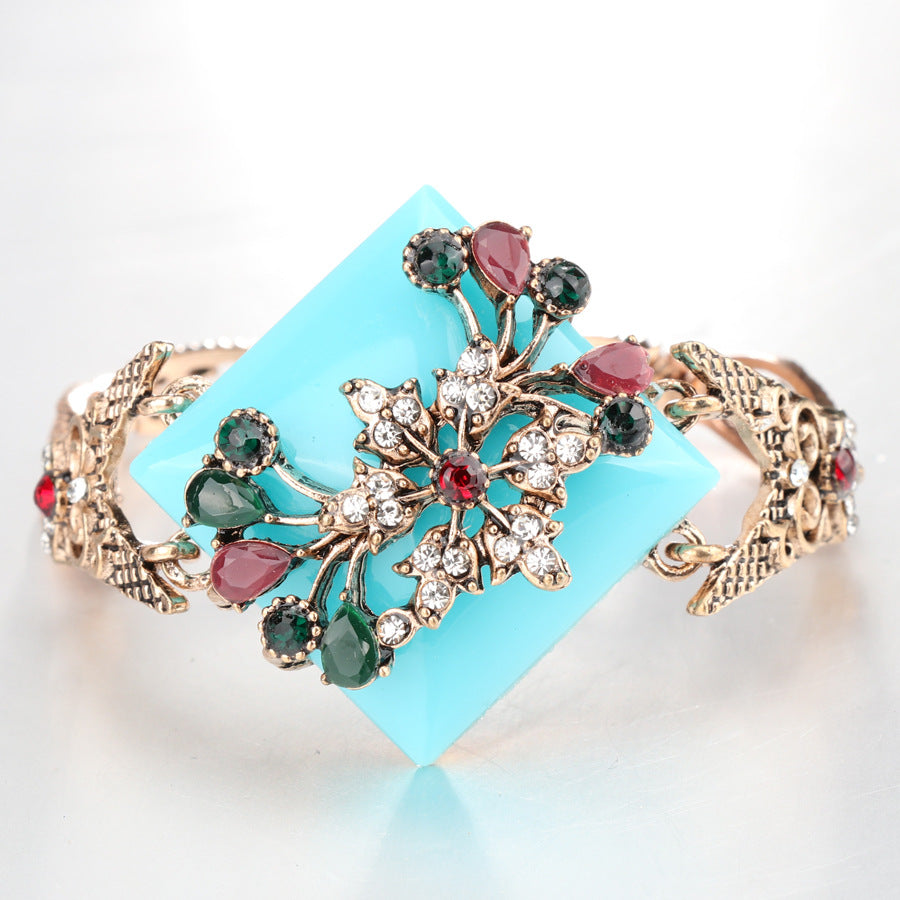 Bohemian Women's Turquoise Carved Bracelet