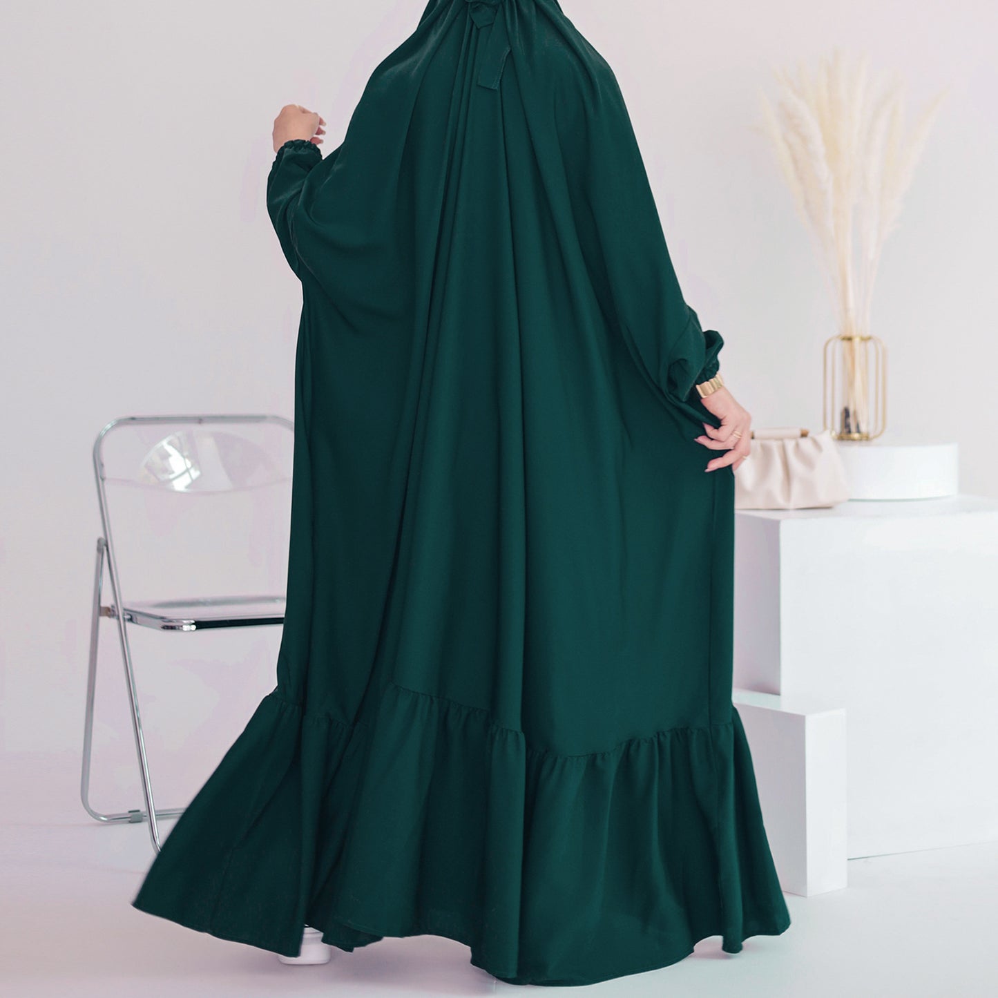 Elegant Solid Color Swing Robe Dress