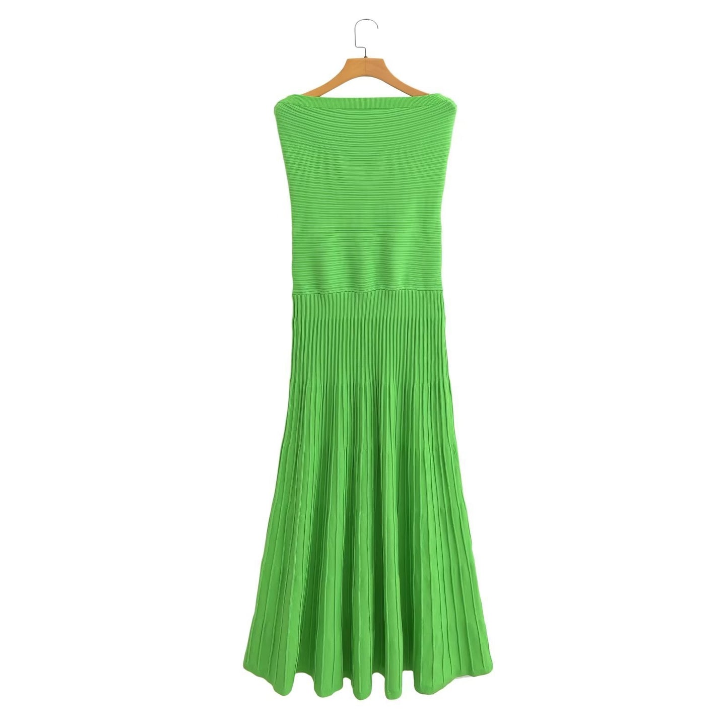 European And American Green Off-the-shoulder Tube Top Dress