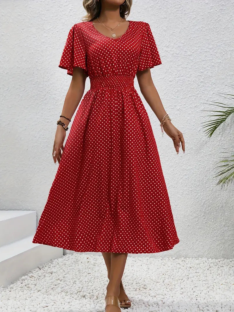 Women's Short Sleeve Small Floral Print Dress