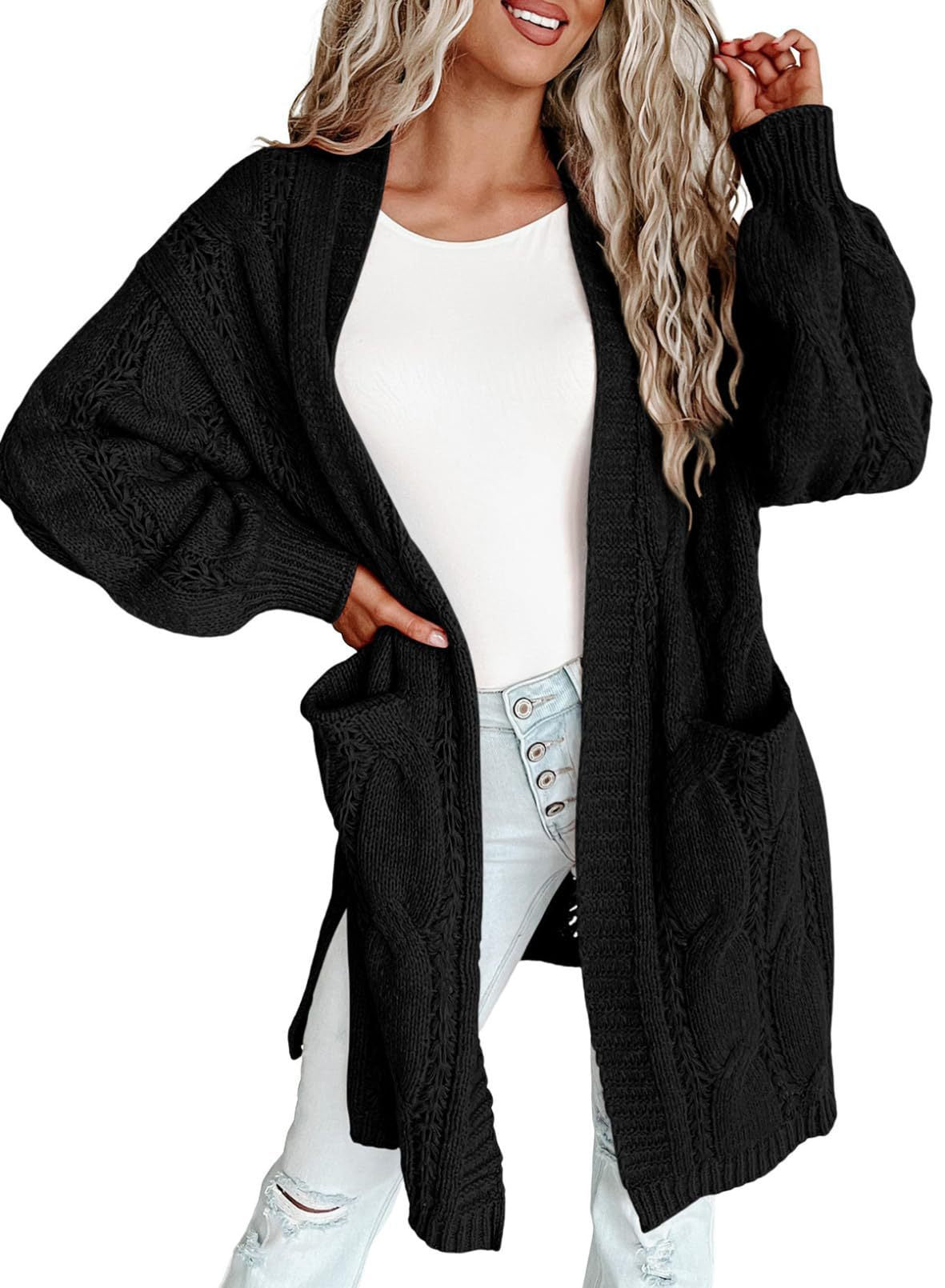 European And American Style Women Long Cardigan Long Sleeve Sweater With Pockets