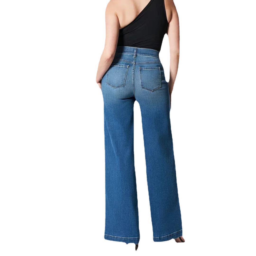 Vintage Fleece-Lined High-Waist Wide-Leg Jeans for Women