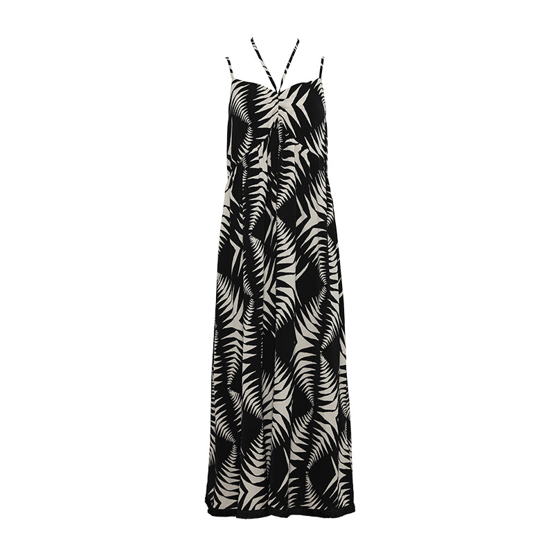 Flowy Chiffon Printed Sling Dress for Women