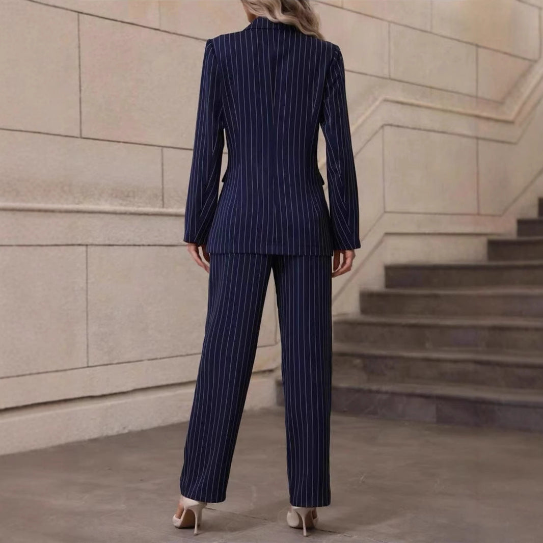 Elegant Striped High-End Fashion Suit