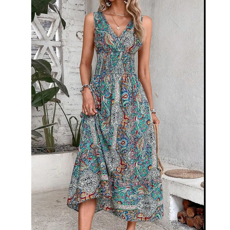 High Waist Sleeveless Bohemian Dress Fashion for Women