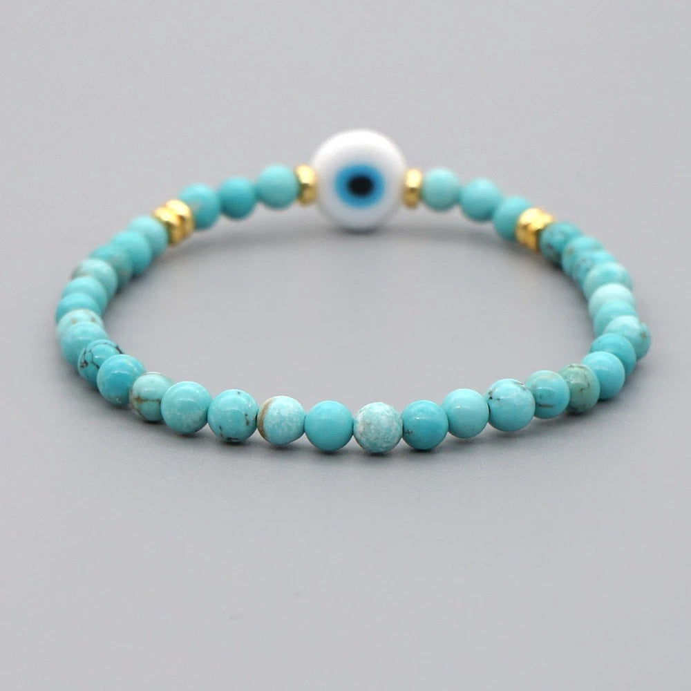 Natural Turquoise Lucky Beads Blue Eye Bracelet