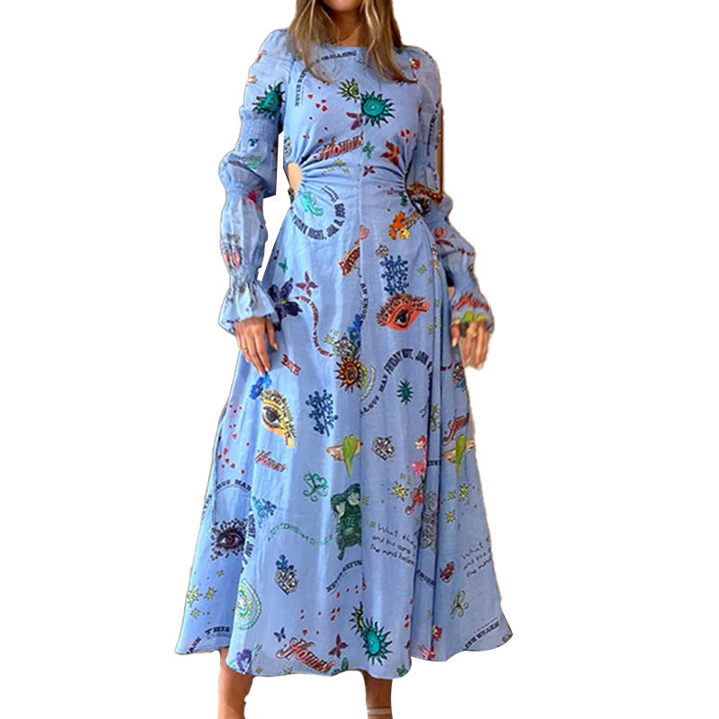 Elegant Printed and Painted Dress for Women