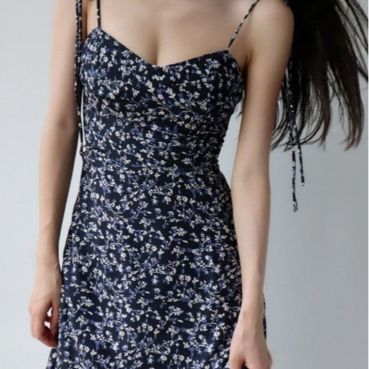 Women's Summer A-Line Slip Dress with Low-Cut Lace-Up Detail