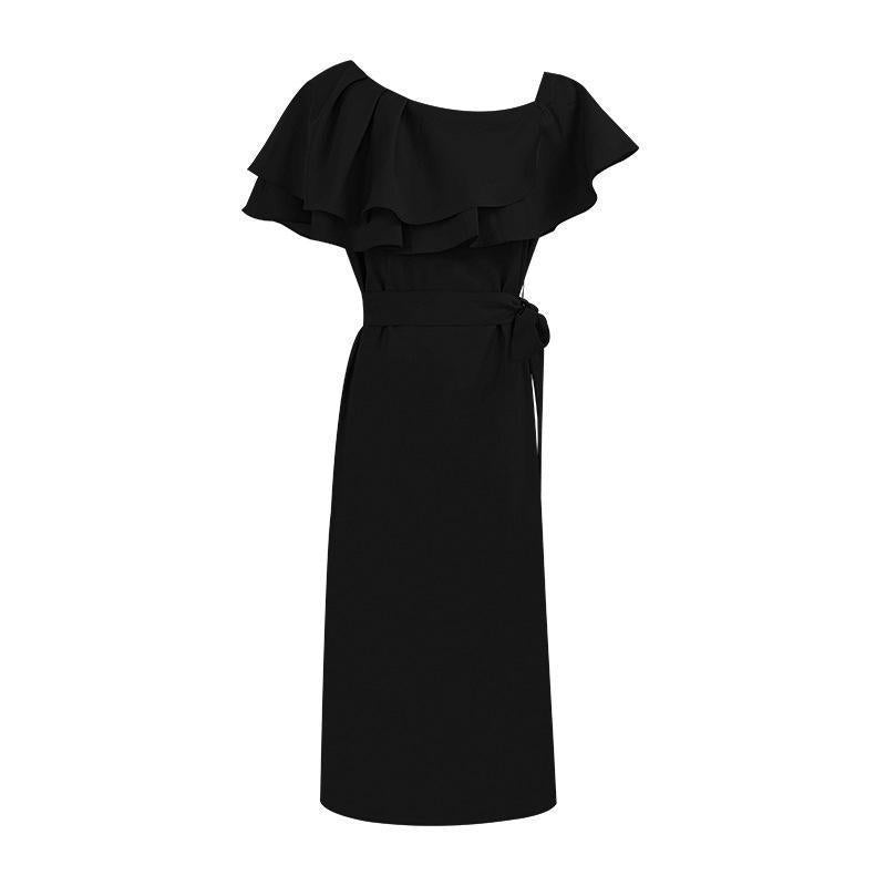 Women's Elegant Lady Oblique Shoulder Ruffles Dress