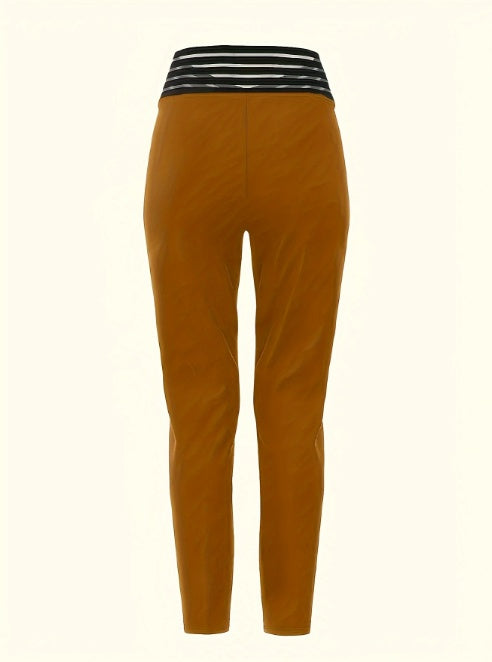 Solid Color Hollow High Waist Slimming Casual Pants for Women