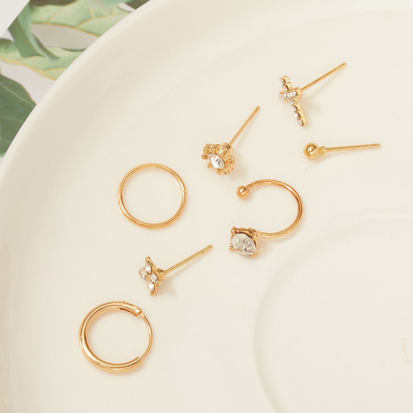 Cross Sun Lock Earings Set