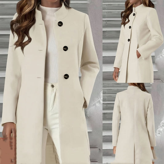 European and American Elegant Slim-Fit Woolen Coat