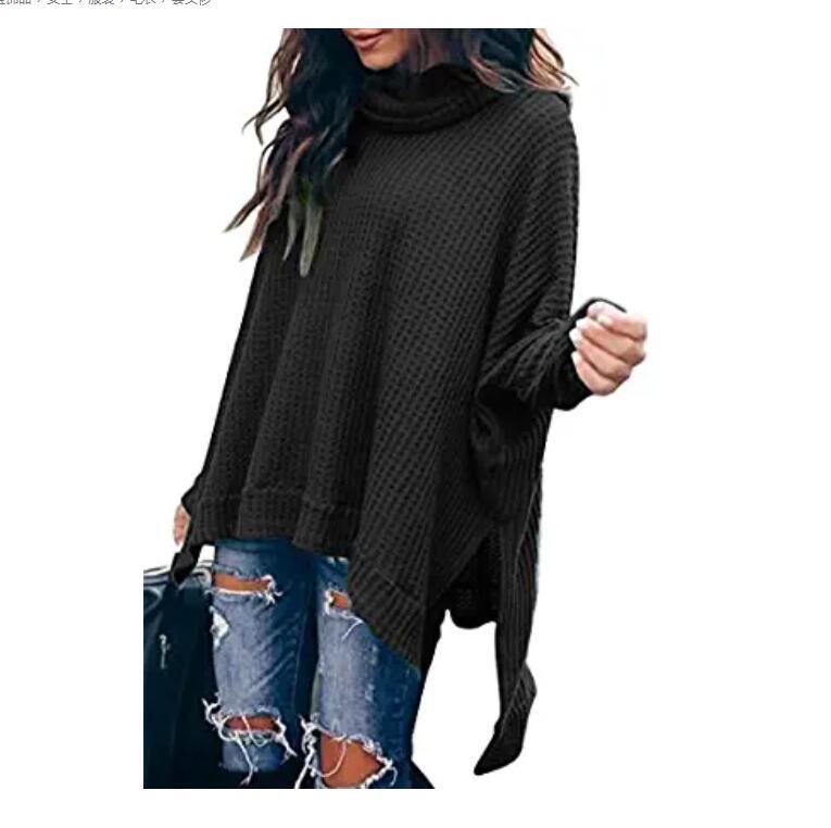 High Collar Long Sleeve Irregular Top Sweater for Women