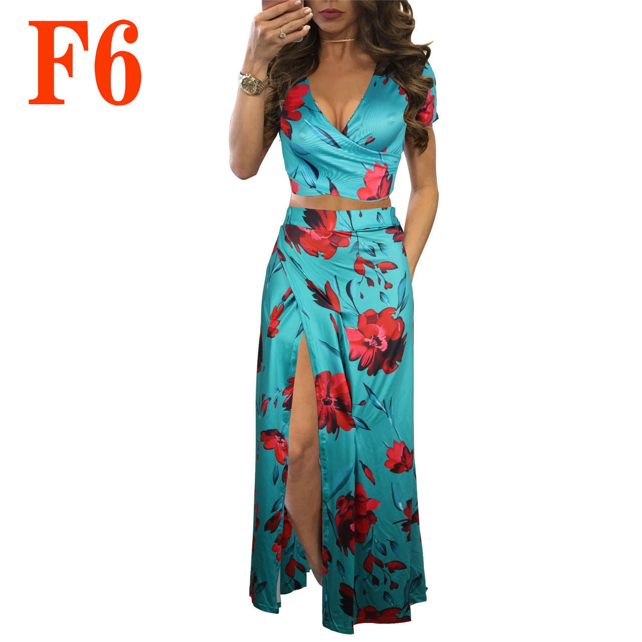 Printed Floral Dress Two-piece Suit For Women