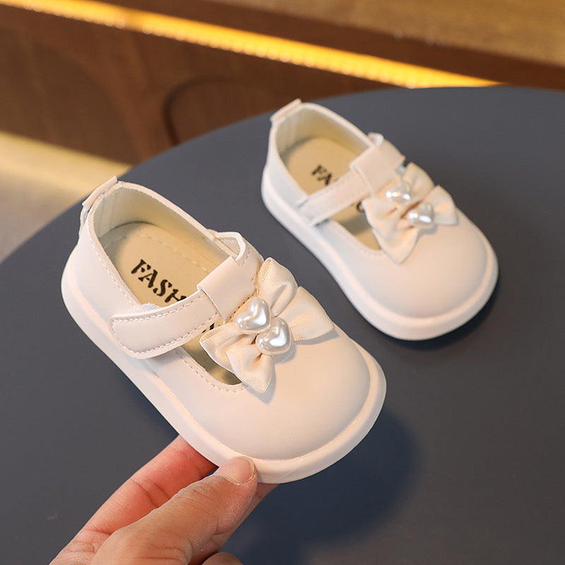 Princess-Style Little Kids' Leather Shoes with Soft Bottom