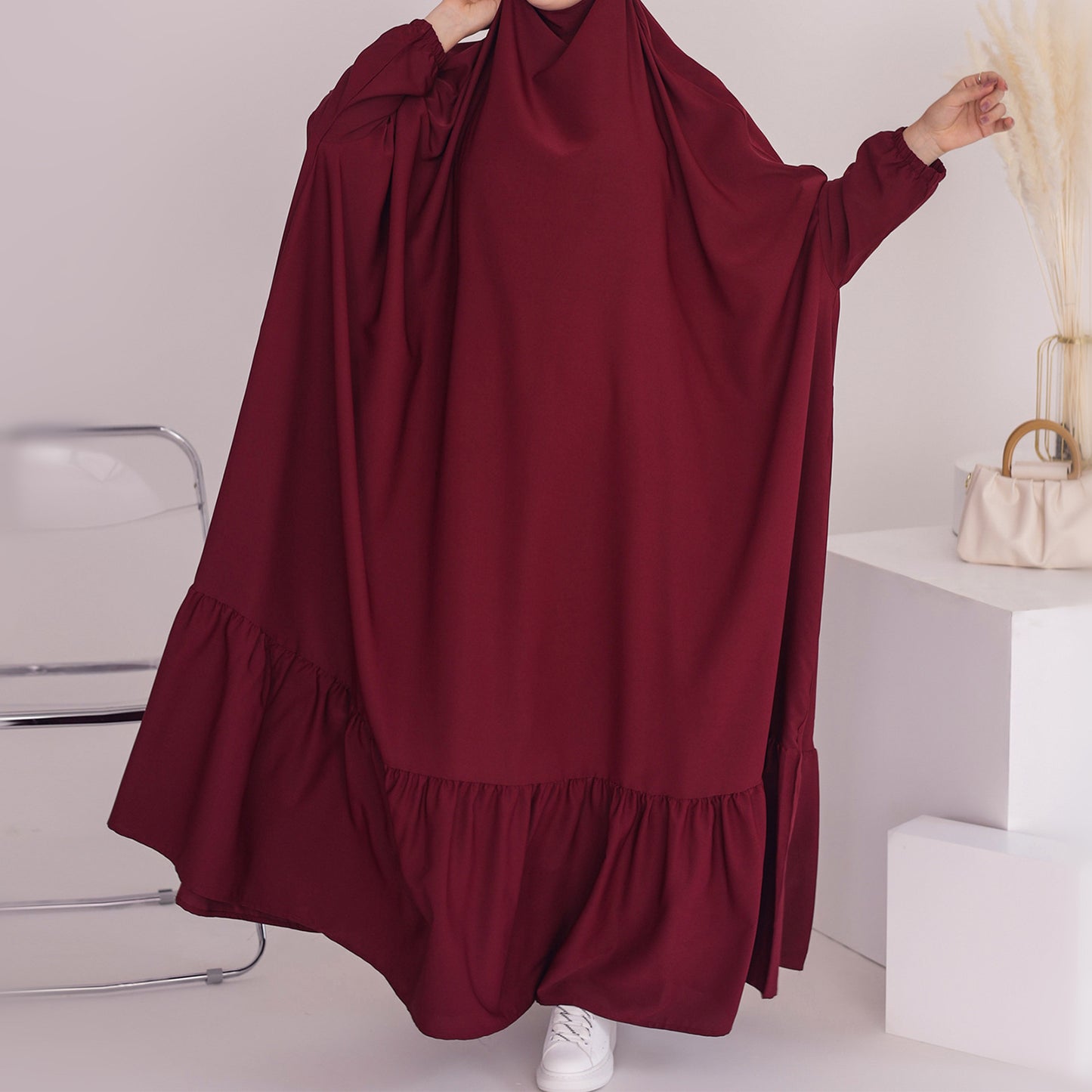 Elegant Solid Color Swing Robe Dress