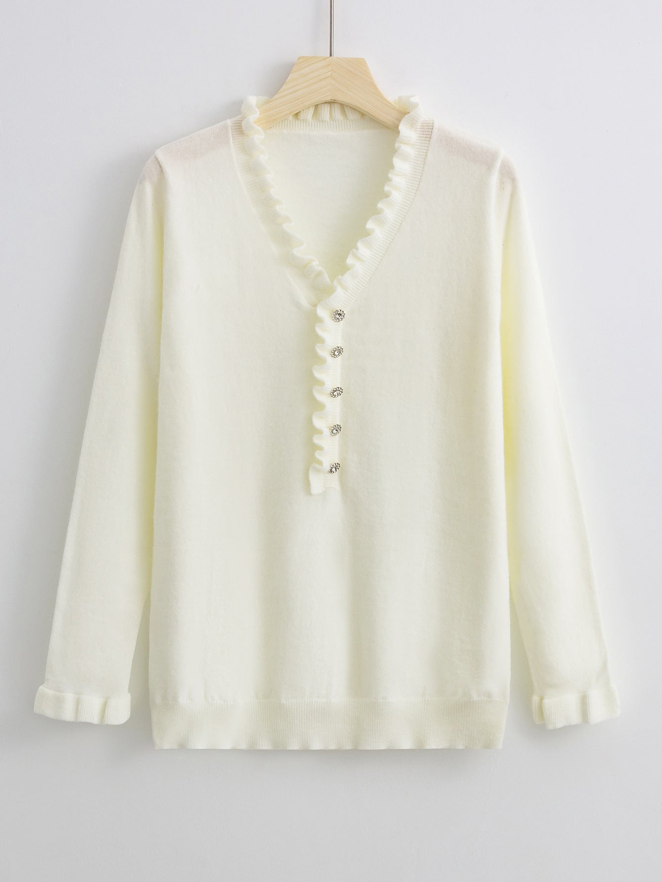 European and American Long Sleeve Ruffled Knitwear for Women