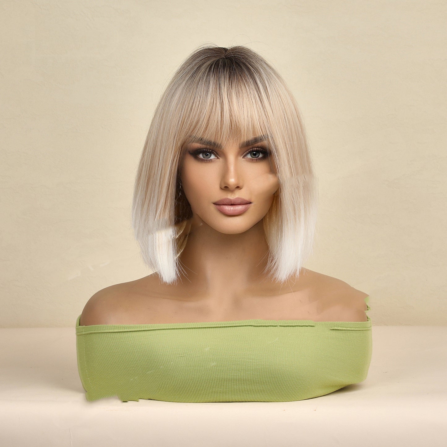 Women's Fashion Bangs Wig Rose Net Full Head Set