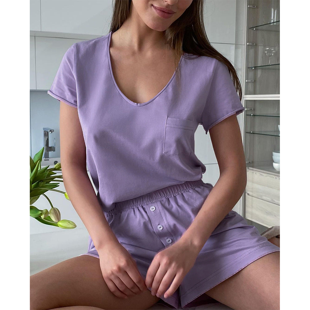 Stylish Casual V-Neck Pajama Set with Shorts, Perfect for Women's Fashion and Comfort