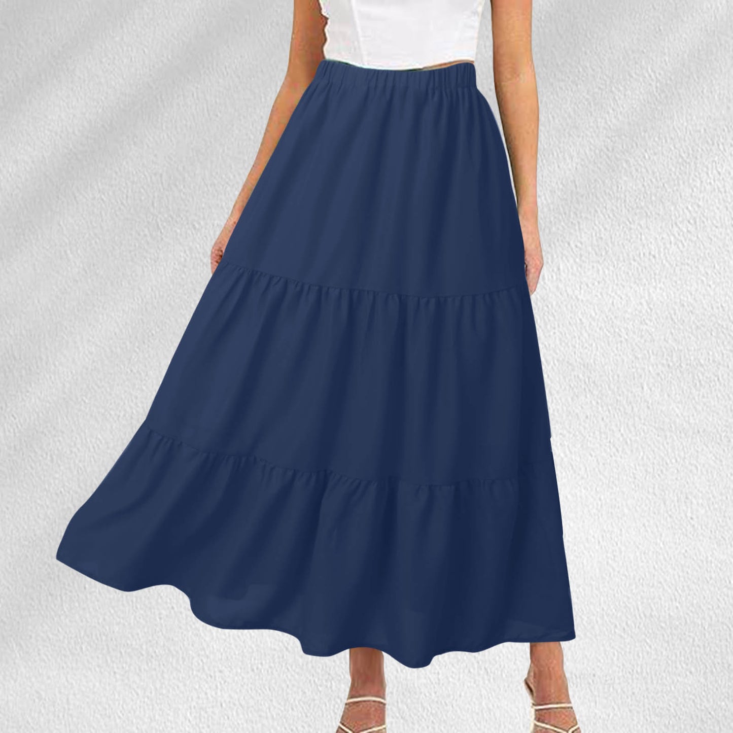 Women's Summer Bohemian Long Skirt Featuring Pockets