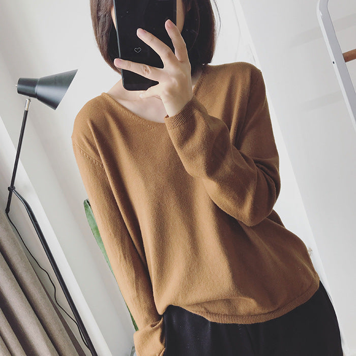 V-Neck Long Sleeve Pullover Sweater