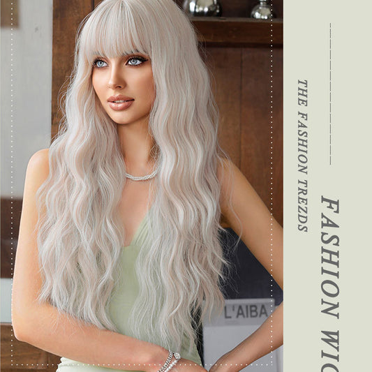Silver Pink Curly Long Hair Full-head Wig Natural Realistic Fluffy Lolita Anime Cosplay