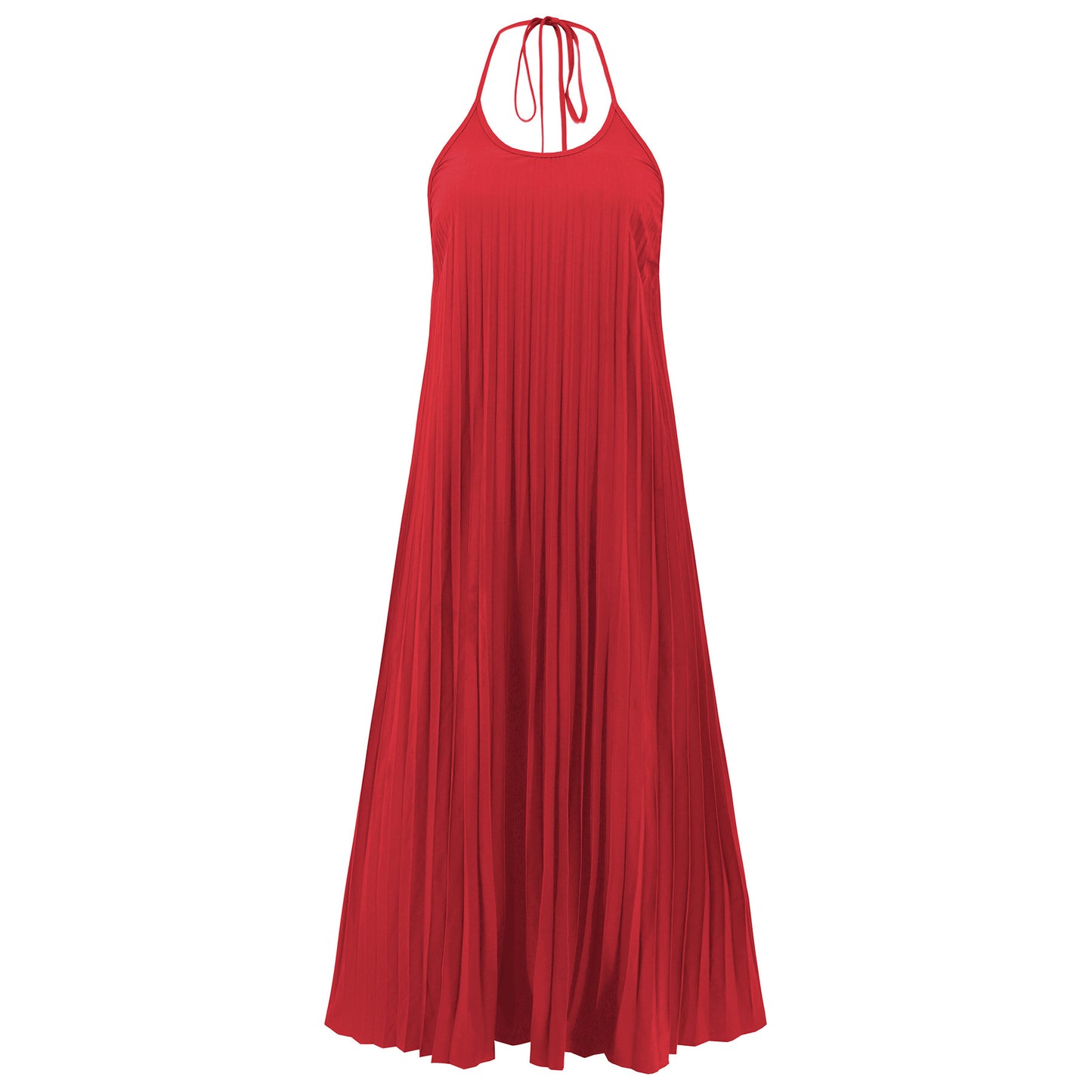 Summer Casual Loose Beach Vacation Dress: Fashionable A-line Pleated Suspender Long Dress