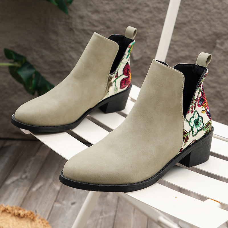 Step into Autumn and Winter with Style in Flowers Printed Ankle Boots