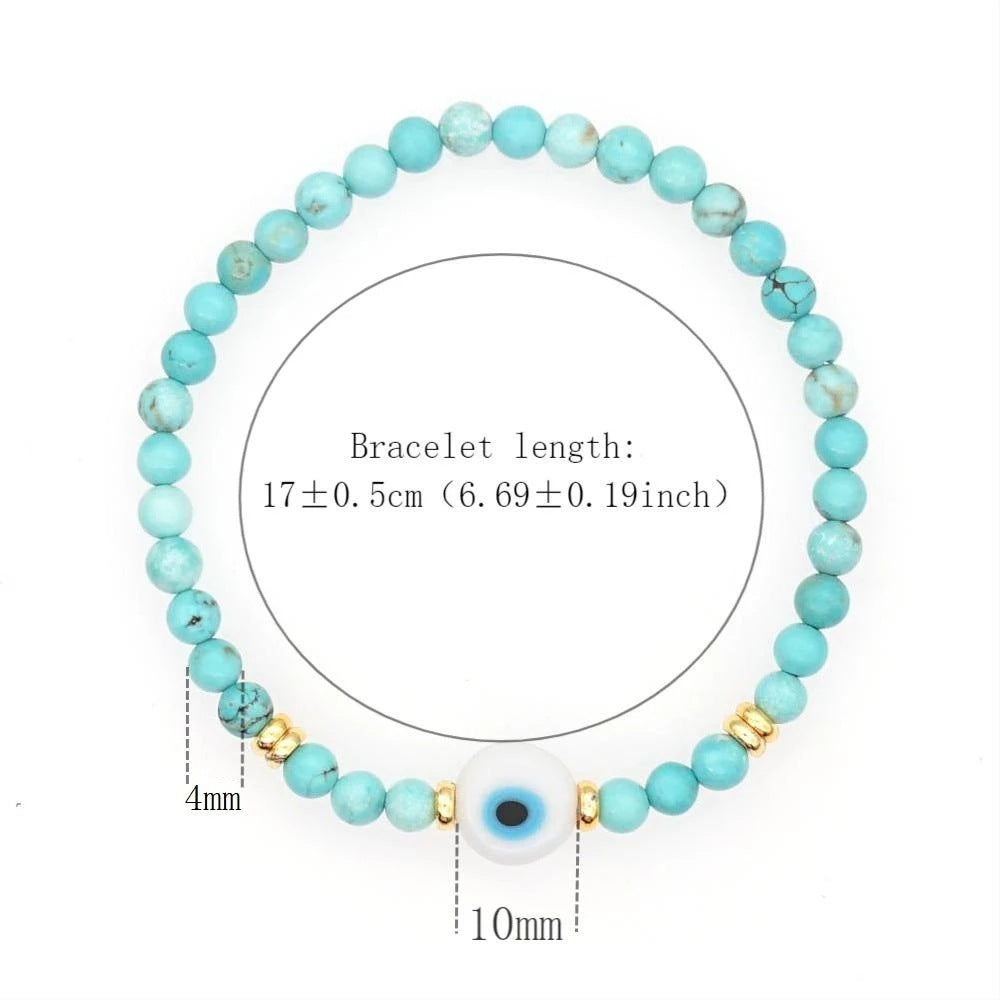 Natural Turquoise Lucky Beads Blue Eye Bracelet